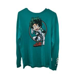 My Hero Academia Mens Deku All Might Anime Graphic Long Sleeve T-Shirt Size L
